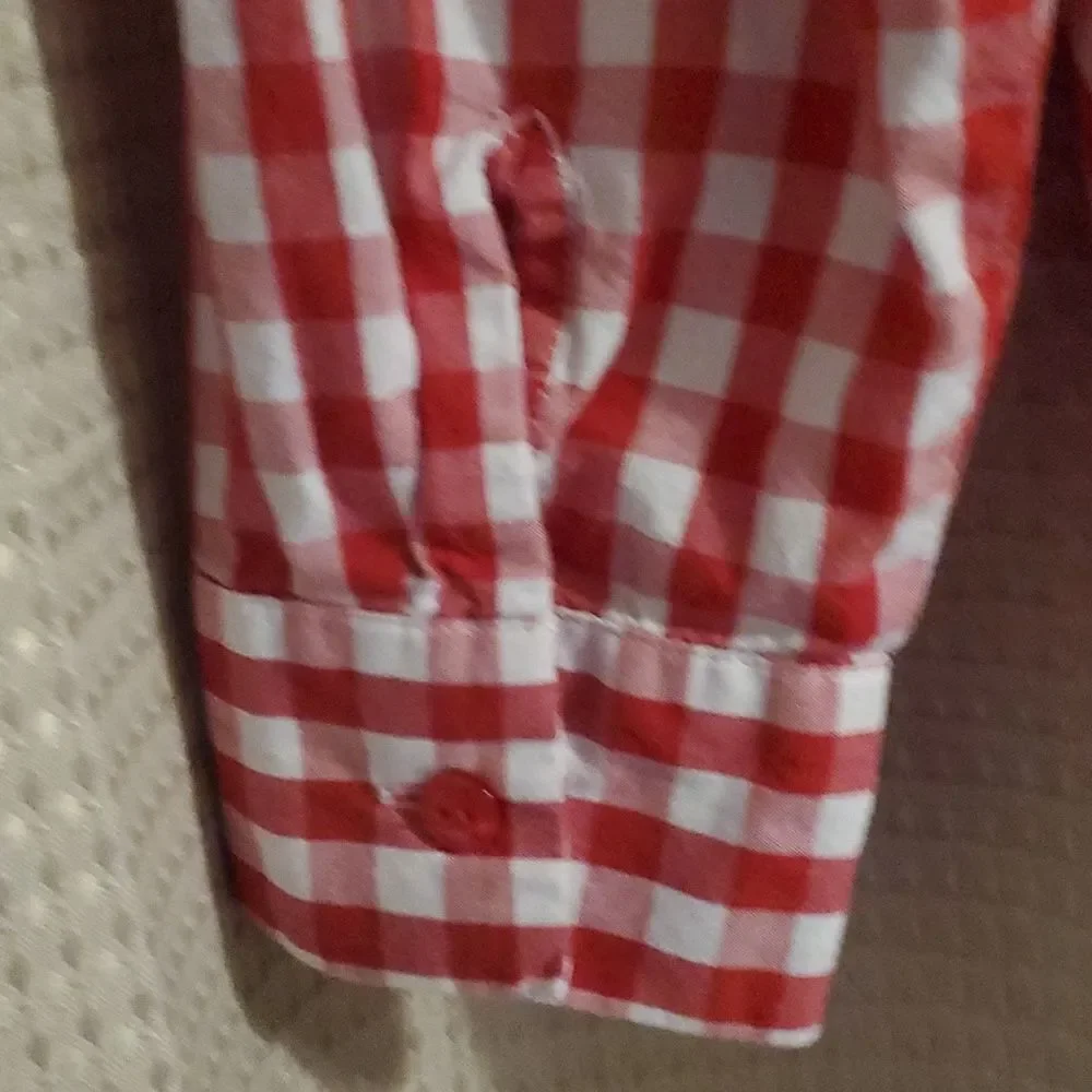 JOAN RIVER CHECKER SHIRT M red white - Picture 8 of 8